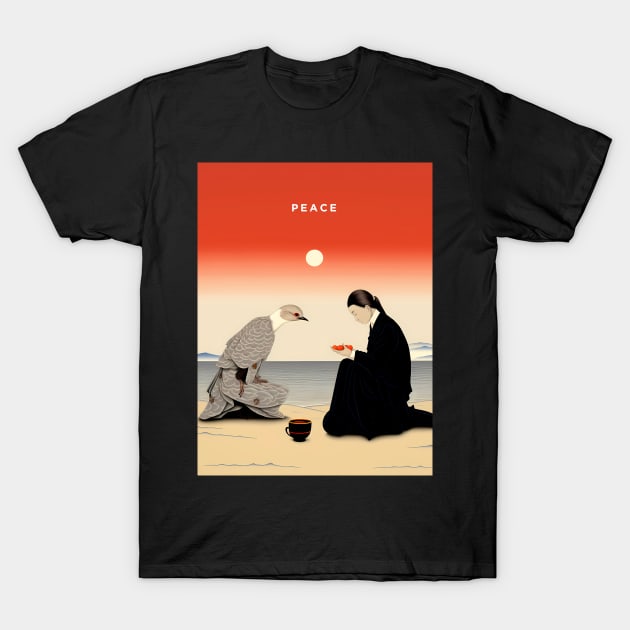 Peace: Can't We All Just Get Along  on a Dark Backgound T-Shirt by Puff Sumo